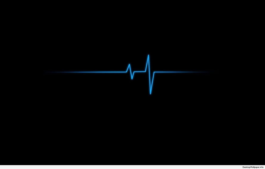 Minimalist Blue ECG Heartbeat Line on Black Background HD wallpaper