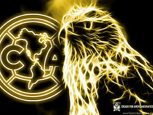 Club America Eagle Crest and Electric Golden Bird Digital Art Wallpaper HD wallpaper