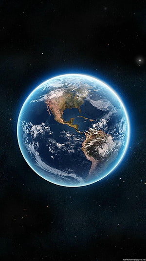 Earth From Space: The Americas Viewed Against a Starry Black Sky HD phone wallpaper