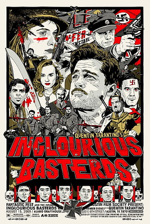 Inglourious Basterds Movie Poster Artwork Featuring Brad Pitt and Christoph Waltz HD phone wallpaper