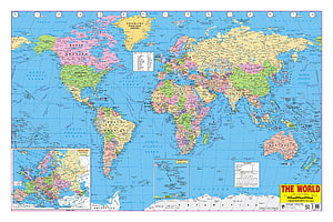Detailed Political World Map with Country Borders and Time Zones HD wallpaper