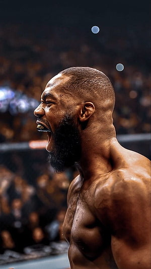 Jon Jones UFC Fighter Intense Profile Portrait in the Octagon HD phone wallpaper