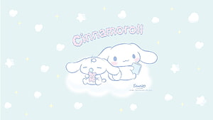 Cinnamoroll and Chiffon on a Cloud with Pastel Stars and Sanrio Logo HD wallpaper