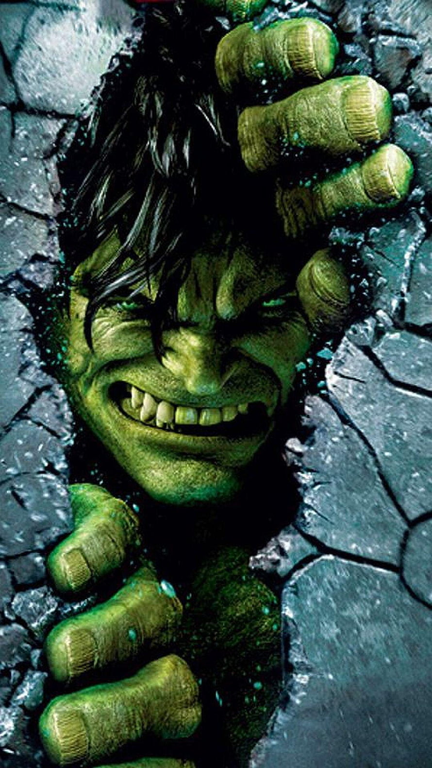 Hulk Breaking Through Cracked Concrete With Fierce Grin HD phone wallpaper