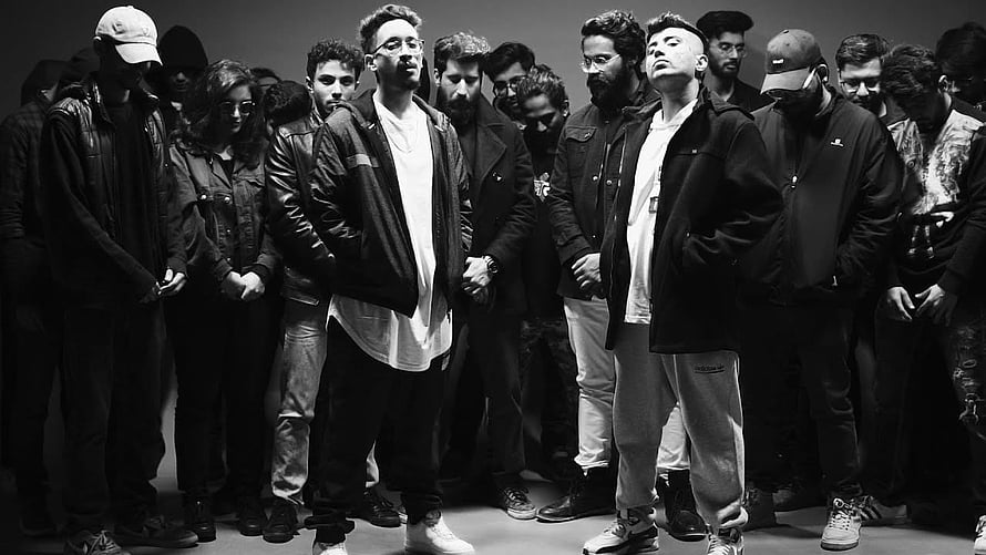Seedhe Maut Hip Hop Group Black and White Studio Portrait HD wallpaper