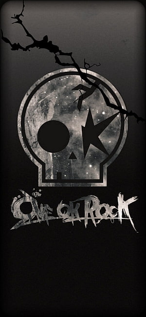 One Ok Rock Skull Logo with Cosmic Nebula Fill and Bare Branch Silhouette HD phone wallpaper