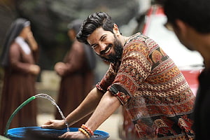 Dulquer Salmaan Smiling While Washing Hands in Traditional Patterned Kurta HD wallpaper