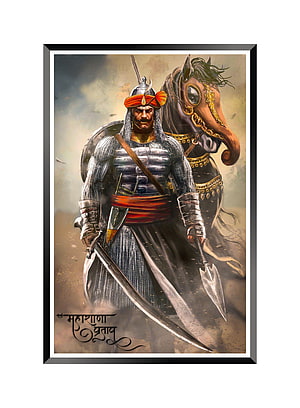 Maharana Pratap Warrior on Horseback with Sword and Lance in Traditional Armor HD phone wallpaper