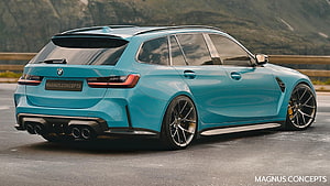 2023 BMW M3 Touring Concept Render in Turquoise with Carbon Fiber Details HD wallpaper