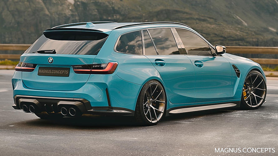 2023 BMW M3 Touring Concept Render in Turquoise with Carbon Fiber Details HD wallpaper