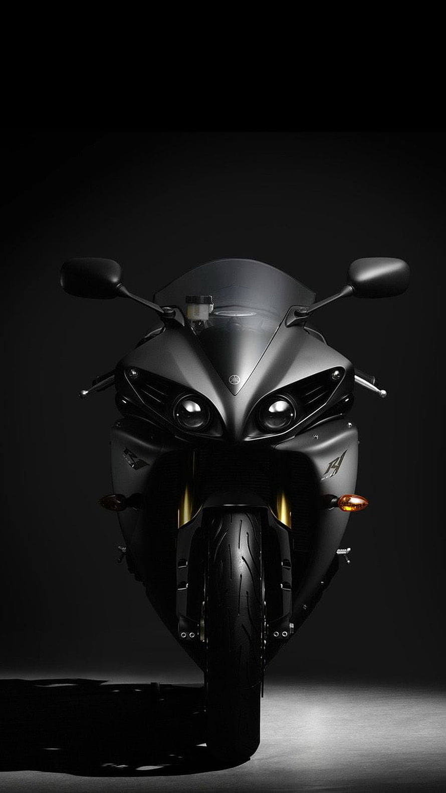 Yamaha YZF R1 Matte Black Superbike Front View Studio Shot HD phone wallpaper