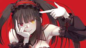 Tokisaki Kurumi Anime Character in Black Frilly Outfit with Heterochromia HD wallpaper