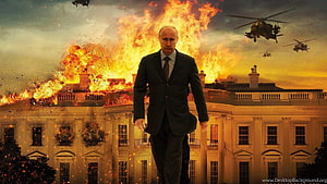 Vladimir Putin Walking Before Burning White House With Military Helicopters HD wallpaper
