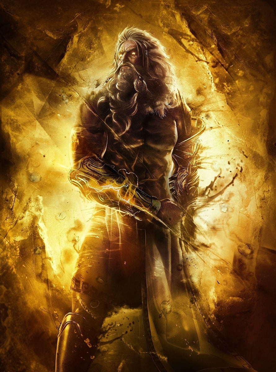 Zeus the Greek God of Thunder in Golden Mythological Fantasy Art HD phone wallpaper