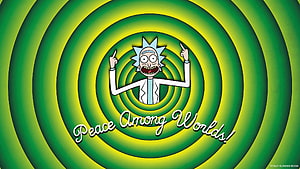 Rick and Morty Peace Among Worlds Green Spiral Cartoon Wallpaper HD wallpaper