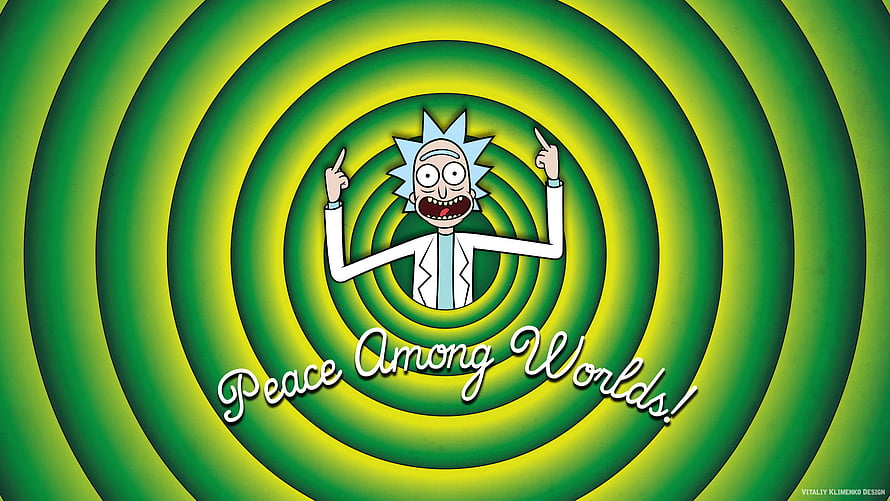Rick and Morty Peace Among Worlds Green Spiral Cartoon Wallpaper HD wallpaper