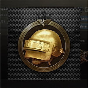 PUBG Conqueror Gold Helmet Emblem on Dark Perforated Metal Background HD phone wallpaper