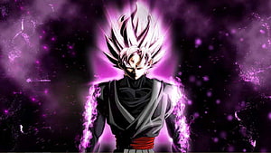 Goku Black Super Saiyan Rosé with Purple Aura and Dark Energy HD wallpaper