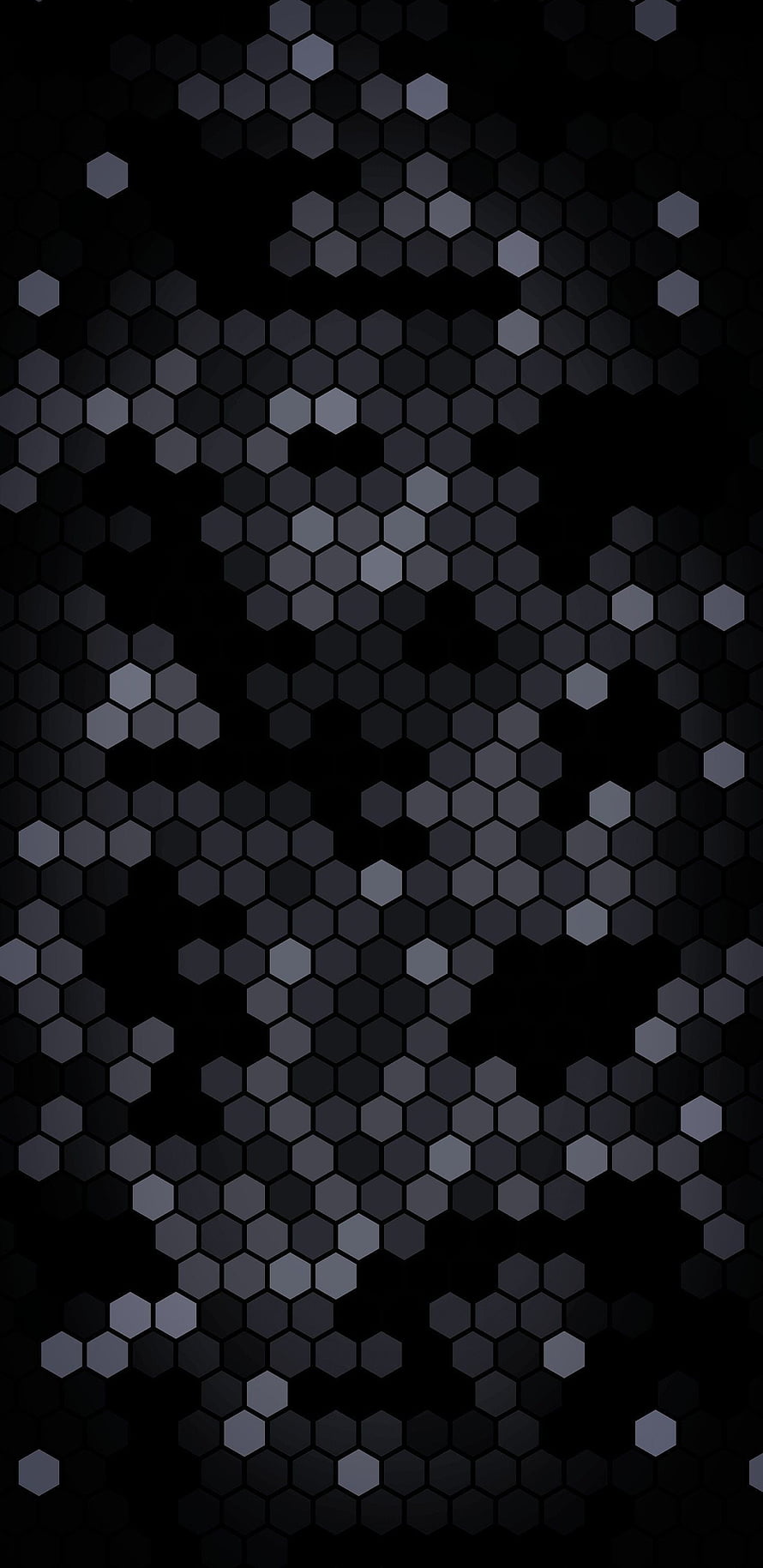 Dark Hexagonal Honeycomb Pattern with Monochrome Gradient on Black Background HD phone wallpaper