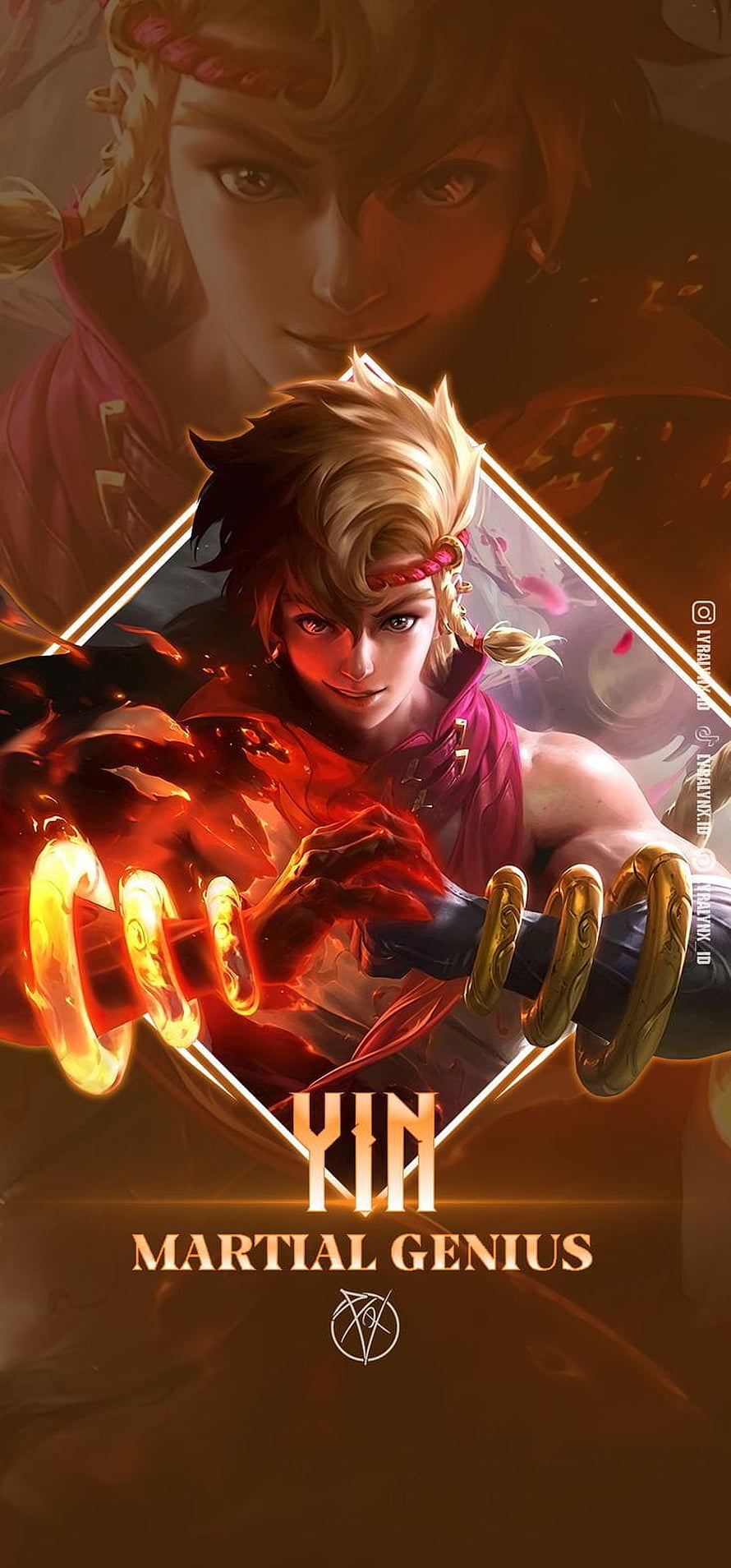 Yin Martial Genius Mobile Legends Character Artwork with Fiery Energy HD phone wallpaper