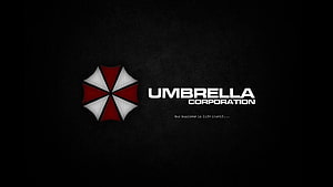 Umbrella Corporation Logo on Dark Textured Background with Red and White Umbrella Emblem HD wallpaper
