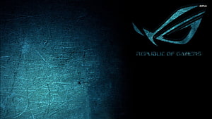 Asus Republic of Gamers Logo on Dark Scratched Metal Background HD wallpaper