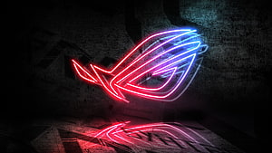 Republic of Gamers Neon Logo on Dark Industrial Concrete Background HD wallpaper