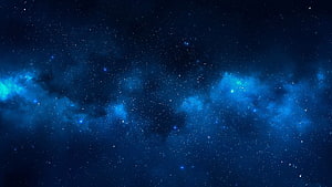 Deep Space Blue Nebula and Star Field Against Dark Cosmic Background HD wallpaper