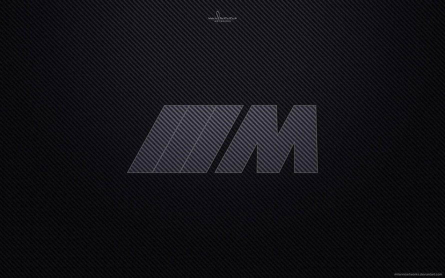 BMW M Power Carbon Fiber Emblem on Dark Textured Background HD wallpaper