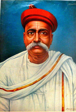 Bal Gangadhar Tilak Portrait Painting in Traditional White Attire and Red Turban HD phone wallpaper