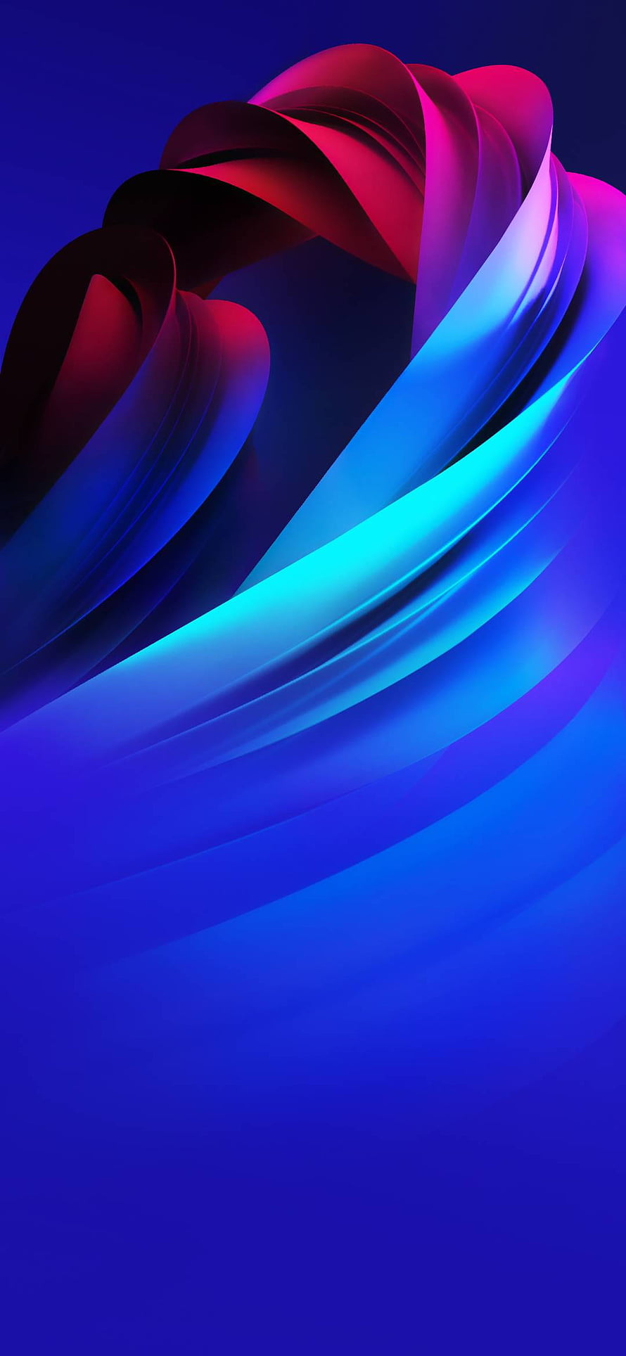 Vivo Abstract 3D Ribbon Wallpaper with Neon Blue and Magenta Flowing Waves HD phone wallpaper