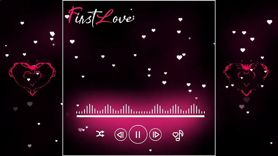 Romantic First Love Music Player Interface with Floating Hearts and Audio Visualizer HD wallpaper