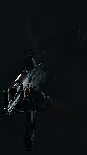 PUBG Mobile Tactical Assault Rifle in Dark Combat Setting HD phone wallpaper
