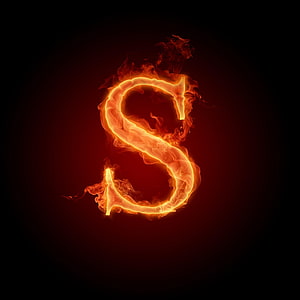 Fiery Letter S Flame Typography on Dark Background HD phone wallpaper