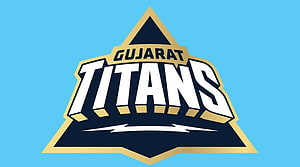 Gujarat Titans Official Team Logo Emblem on Light Blue Background HD wallpaper