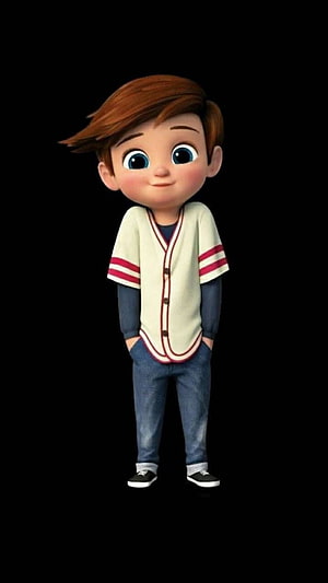 Cute 3D Animated Boy in Baseball Jersey on Black Background HD phone wallpaper