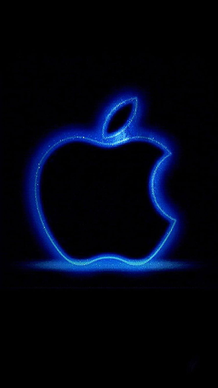 Glowing Blue Apple Logo on Black Background Minimalist Neon Style HD phone wallpaper