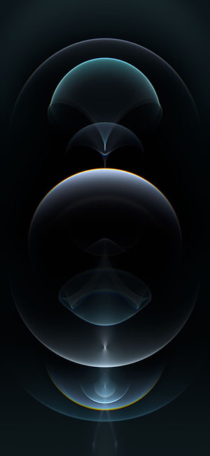 Abstract Dark Geometric Spheres with Glowing Cyan and Orange Accents on Black Background HD phone wallpaper