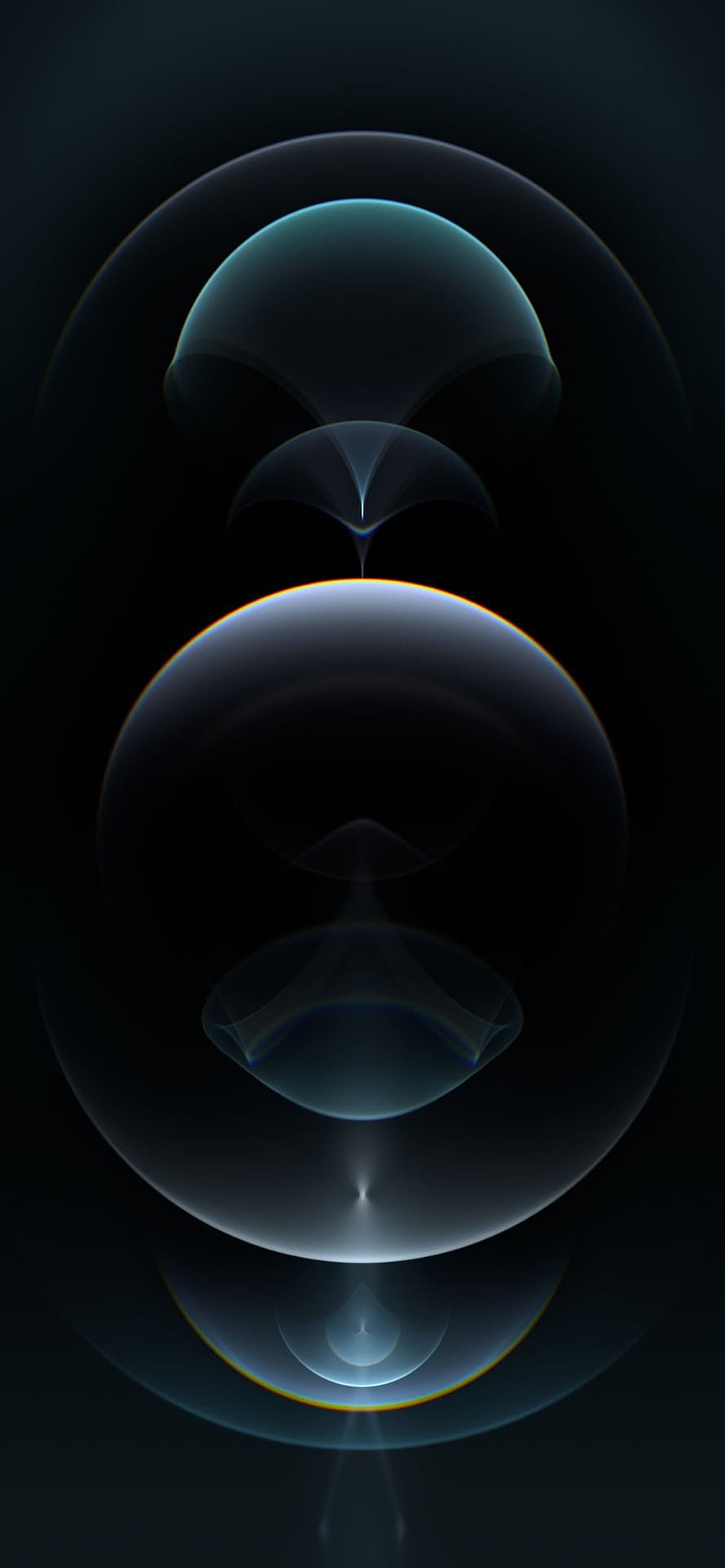 Abstract Dark Geometric Spheres with Glowing Cyan and Orange Accents on Black Background HD phone wallpaper