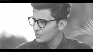 Darshan Raval Black and White Portrait with Round Glasses and Styled Hair HD wallpaper