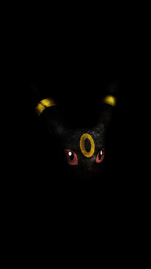 Mewtwo Dark AMOLED Wallpaper with Glowing Red Eyes and Gold Markings HD phone wallpaper