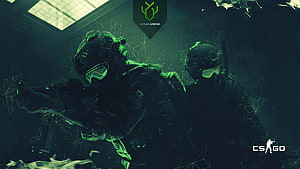 Counter-Strike Global Offensive Tactical Operators in Green Neon Digital Art HD wallpaper