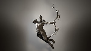 Lord Rama 3D Sculpture Holding Bow in Dynamic Action Pose HD wallpaper