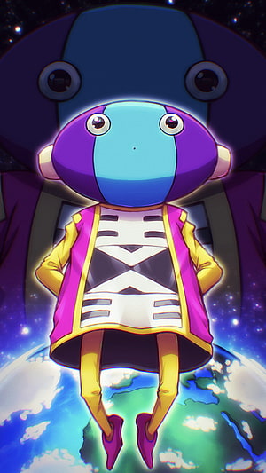 Zeno from Dragon Ball Super Floating Above Earth in Cosmic Space HD phone wallpaper