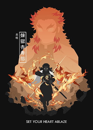 Demon Slayer Rengoku Kyojuro Fire Pillar Anime Poster HD phone wallpaper