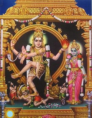 Nataraja Dancing Shiva with Parvati in Golden Temple Setting HD phone wallpaper