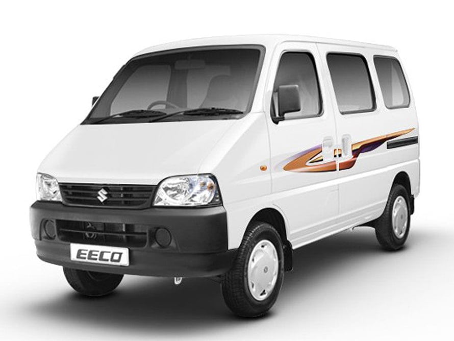 White Maruti Suzuki Eeco Passenger Van with Side Decals on White Background HD wallpaper