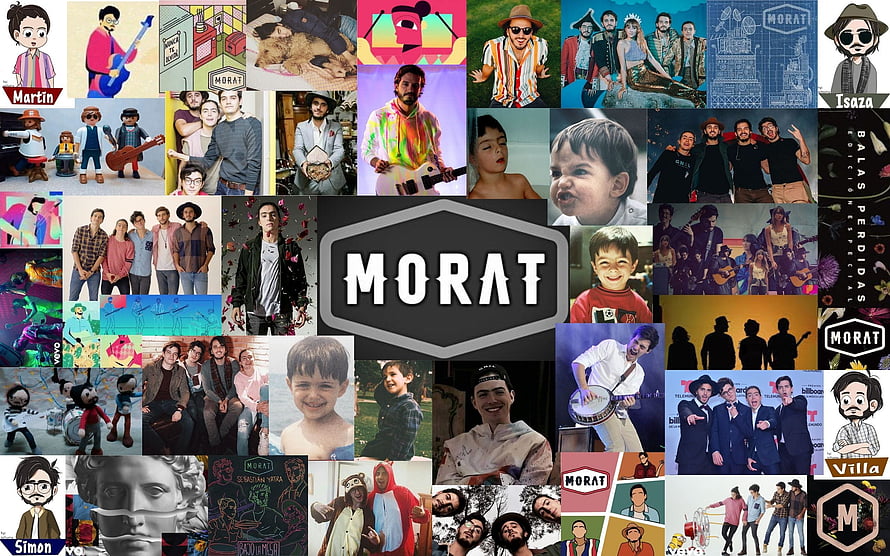 Morat Band Collage Featuring Members, Album Art, and Illustrations HD wallpaper