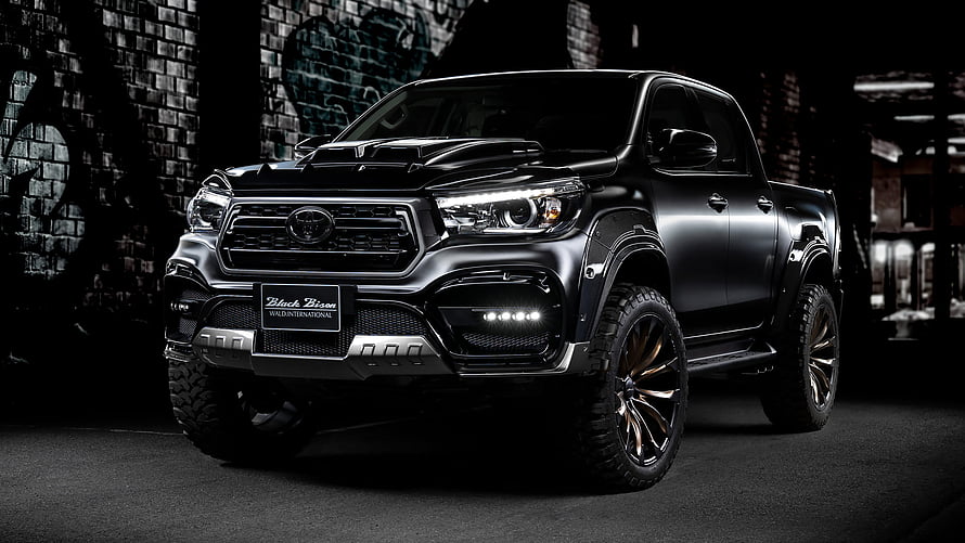 Wald International Black Bison Edition Toyota Hilux Matte Black Pickup Truck HD wallpaper