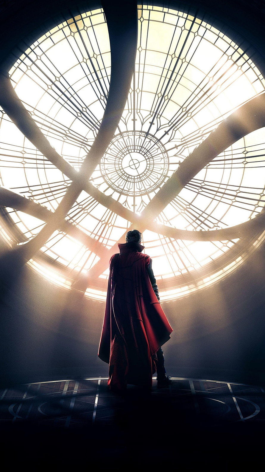 Doctor Strange Standing Beneath a Glowing Geometric Dome in Cinematic Light HD phone wallpaper